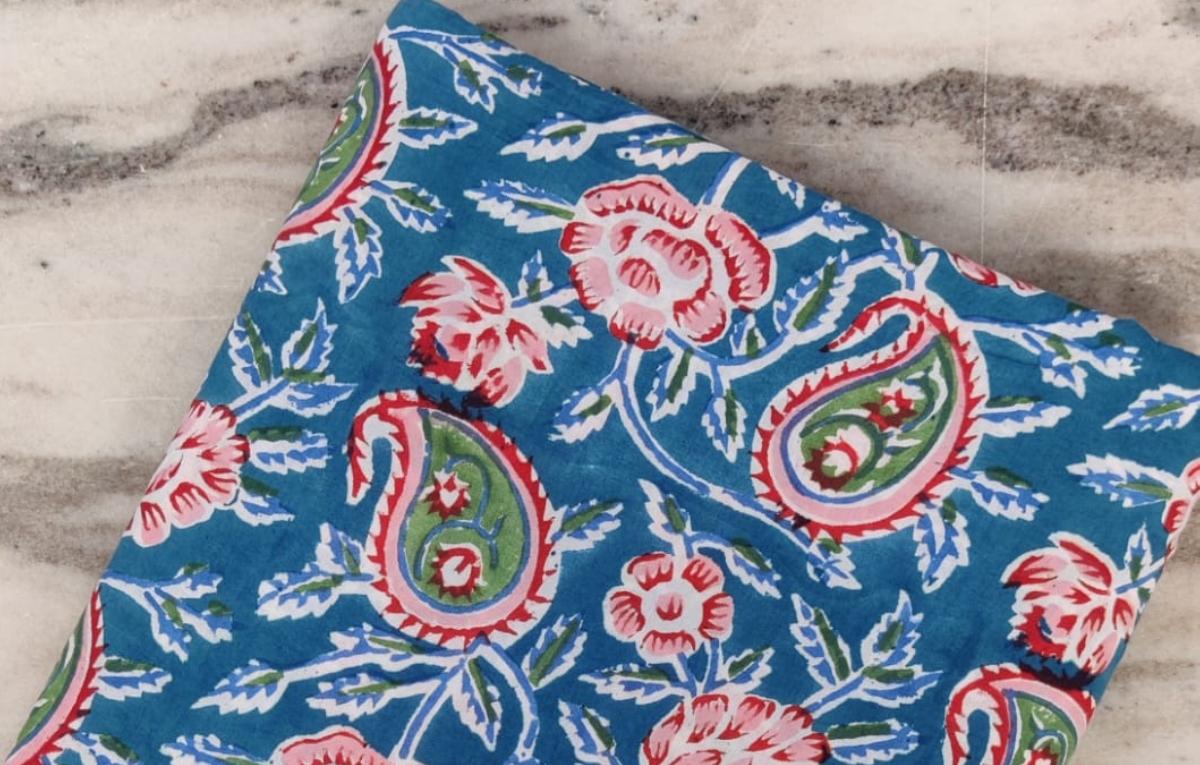 Indian Hand Block Print Fabric, Floral 100% Cotton Quilting Fabric By The Yard, Handmade Fabric, Loose Running Fabric, Textile Fabric, Gifts