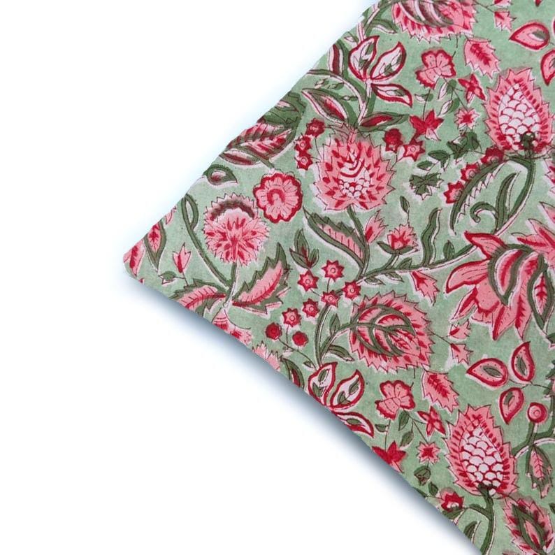 Hand Block Print Fabric Cushion Cover, Floral 100% Cotton Quilting Fabric Cushion, Handmade Throw Pillow Decorative Home Decor Pillow Cover