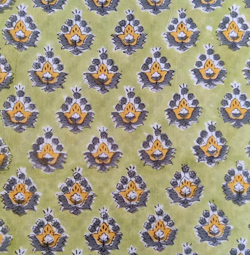Indian Hand Block Print Fabric, Floral 100% Cotton Quilting Fabric By The Yard, Handmade Fabric, Loose Running Fabric, Textile Fabric, Gifts