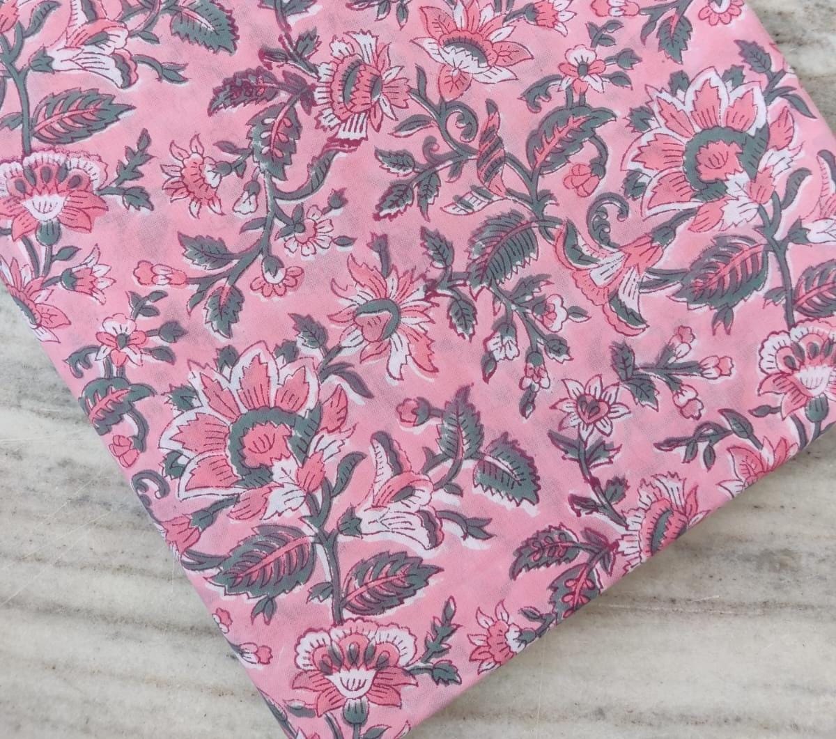 Hand Block Print Indian Soft Cotton Fabric, Floral Quilting Fabric, Loose Running Fabric, Fabric By The Yard, Fabric For Dressmaking, Gifts