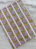 Mustard Yellow Floral Cotton Fabric by Yard, Paisley Stripe Block Print, Indian Handmade Fabric, Bohemian Craft Textile Loose Running Fabric