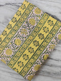 Yellow Floral Stripe Cotton Fabric, Block Print Fabric, Indian Cotton Fabric by Yard, Vintage Style Flower Fabric, Sewing Craft Fabric