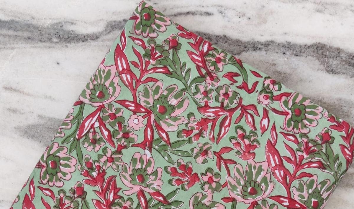 Indian Hand Block Print Fabric, Floral 100% Cotton Quilting Fabric By The Yard, Fabric For Dress Making, Loose Running Fabric, Napkin Fabric