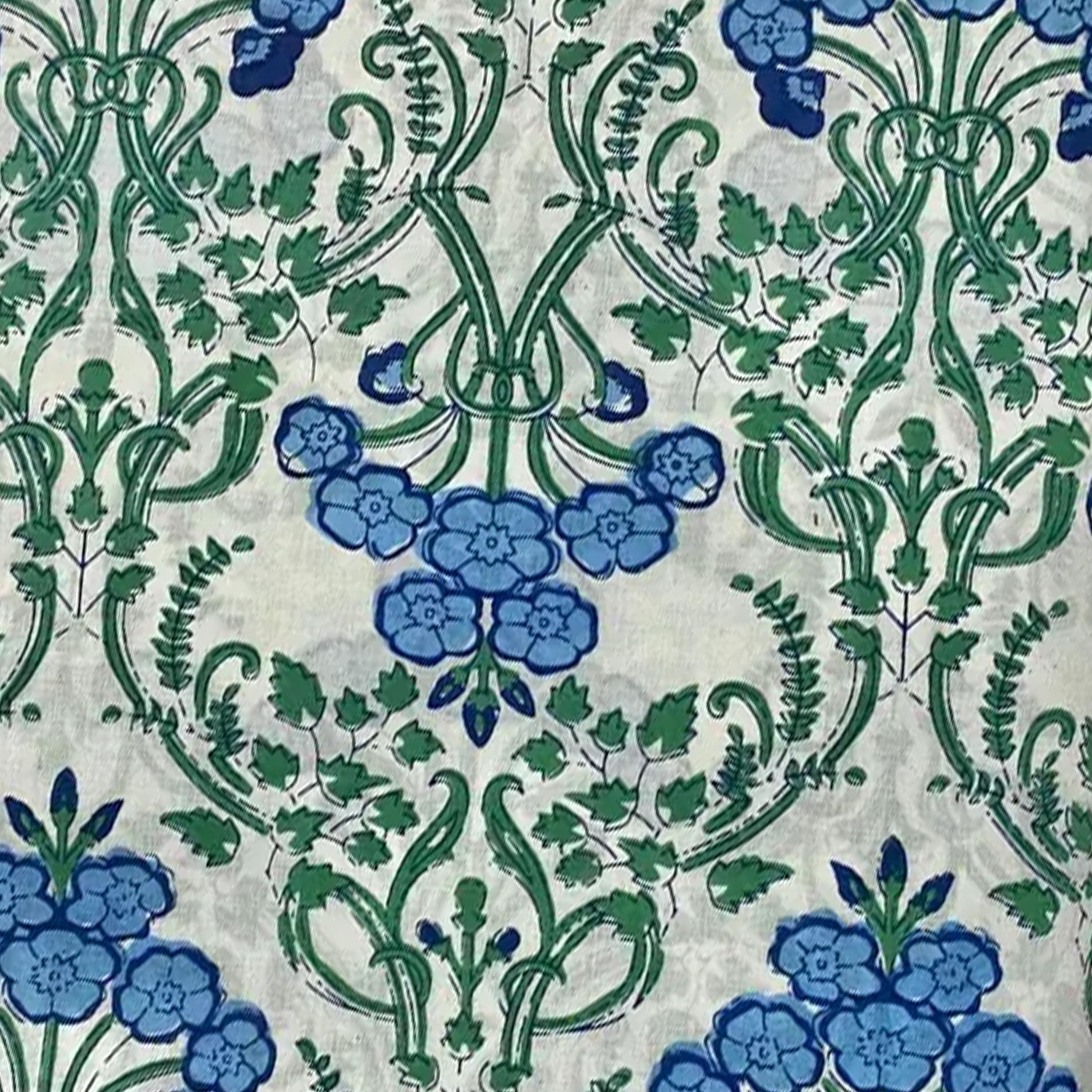 Blue Green Floral Cushion Cover, Hand Block Print Pillow Cover, Indian Cotton Throw Pillow, Vintage Botanical Decor, Decorative Sofa Cushion
