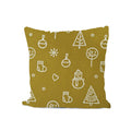Mustard Christmas Cushion Cover, Snowman & Tree Print Pillow, Festive Holiday Decor Pillowcase, Winter Sofa Throw Cushion Decorative Cushion