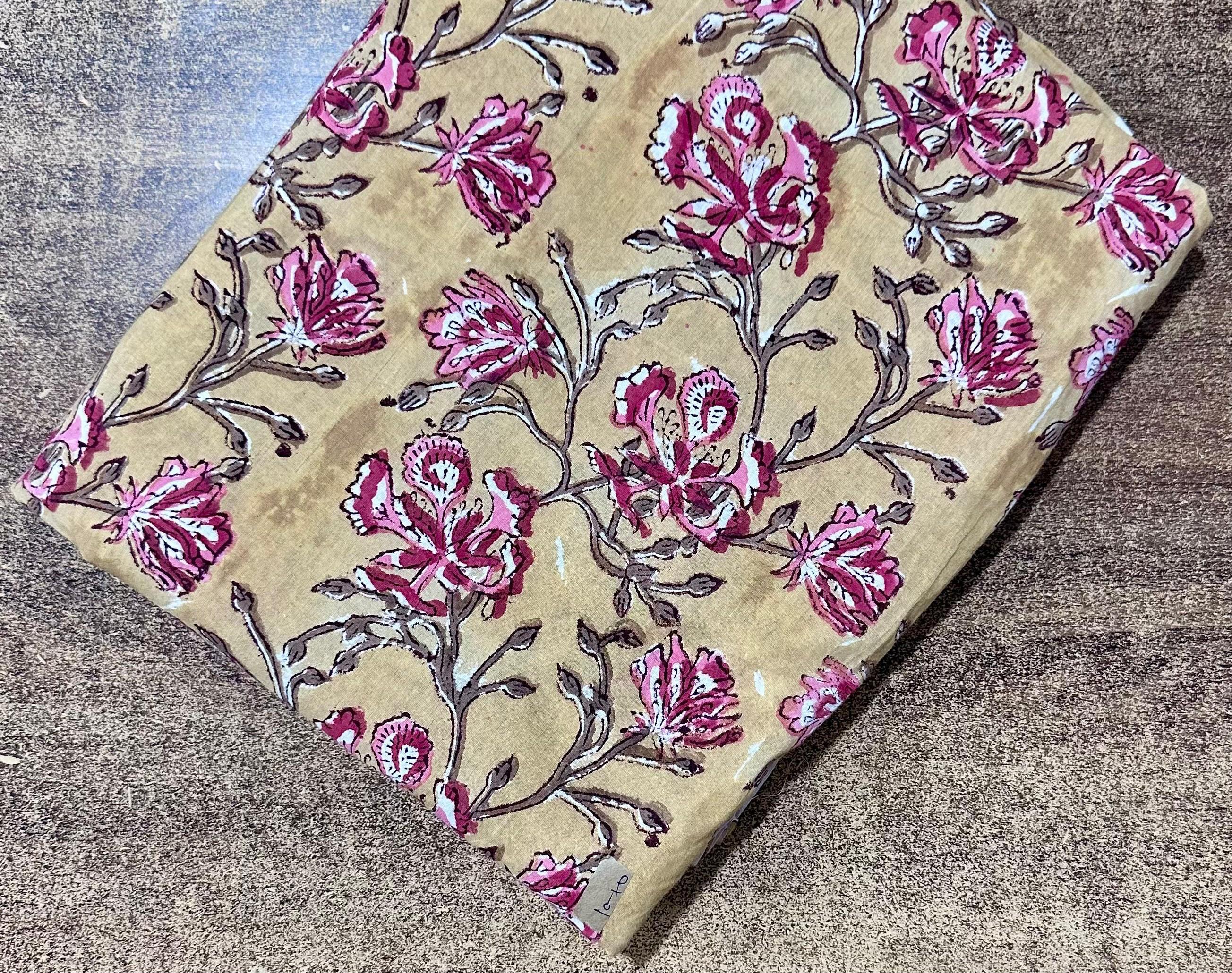 Vintage Style Print Cotton Fabric, Multi Color Hand Block Print Fabric, Indian Cotton Textile, Sewing Quilting, Loose Running Fabric