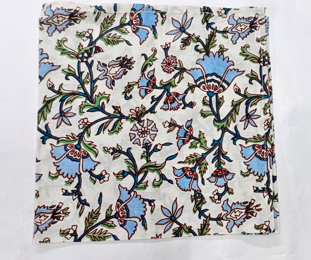 Floral Cotton Dinner Napkins, Set of 4 - Hand Block Printed
