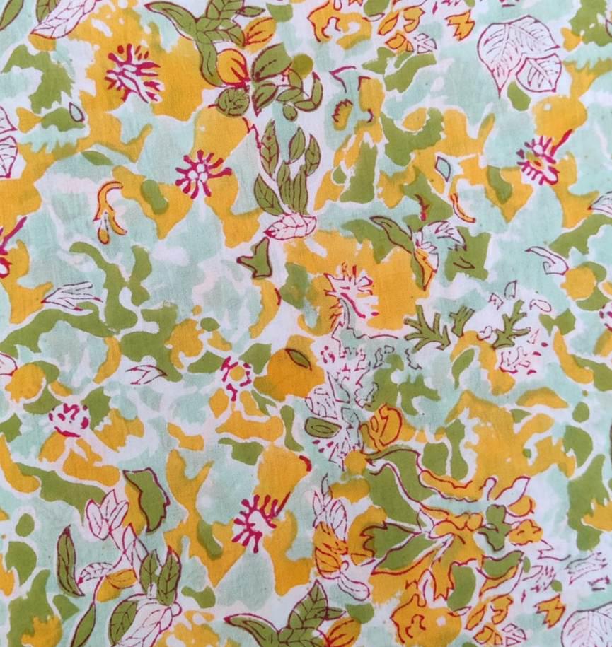 Indian Hand Block Print Fabric, Floral 100% Cotton Quilting Fabric By The Yard, Fabric For Dress Making, Loose Running Fabric, Napkin Fabric