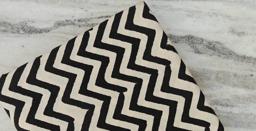 Black White Chevron Hand Block Print Cotton Fabric, Floral 100% Cotton Quilting Fabric By The Yard, Geometric Zig Zag Indian Cotton, Sewing