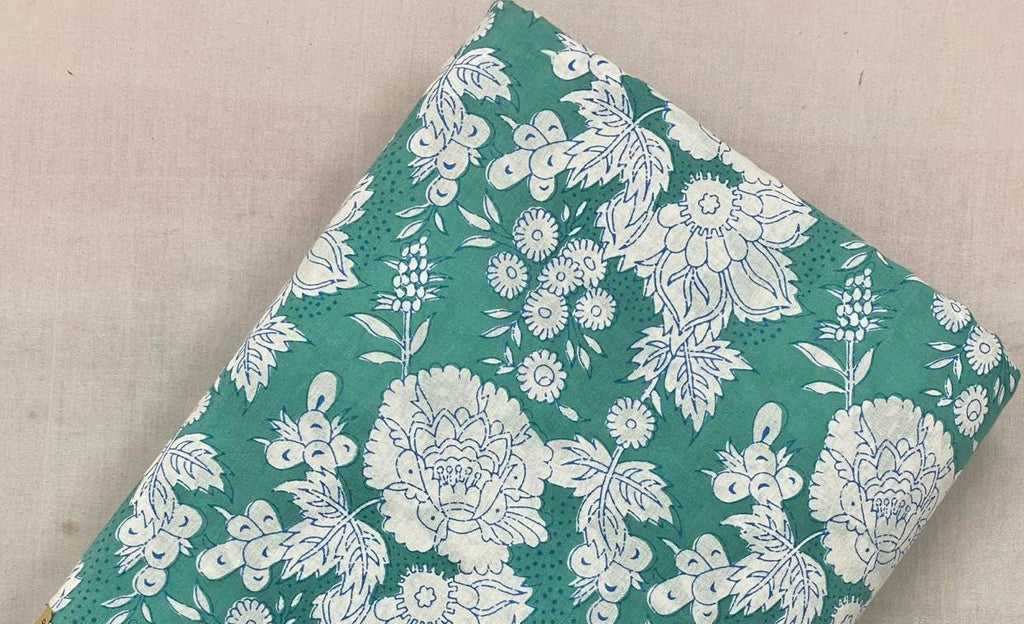 Indian Hand Block Print Fabric, Floral 100% Cotton Quilting Fabric By The Yard, Fabric For Dress Making, Loose Running Fabric, Napkin Fabric