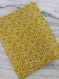 Mustard Yellow Heart Print Cotton Fabric, Cute Love Pattern Fabric by Yard, Valentine Fabric, Quilting Sewing Craft, Modern Minimal Fabric