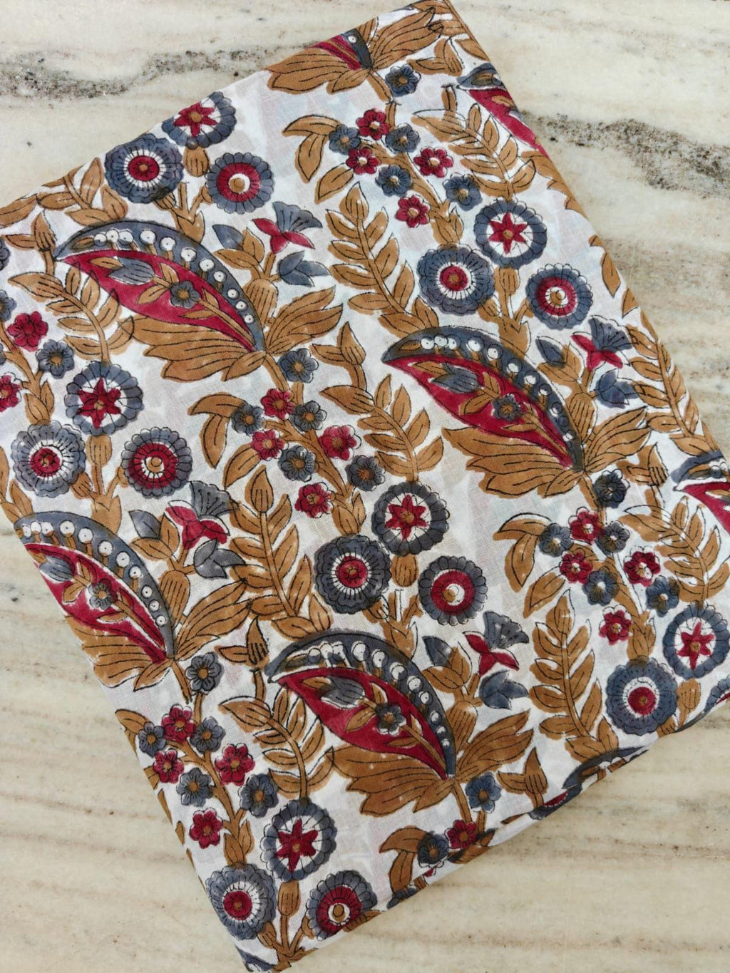 Hand Block Print Cotton Fabric, Floral Paisley Fabric, Indian Cotton Textile, Soft Lightweight Fabric for Dressmaking, Craft Fabric, Napkins