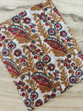 Hand Block Print Cotton Fabric, Floral Paisley Fabric, Indian Cotton Textile, Soft Lightweight Fabric for Dressmaking, Craft Fabric, Napkins
