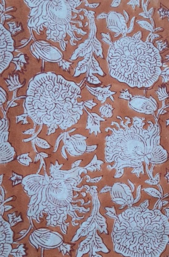 Green and White Cotton Fabric, Floral Block Print Fabric, Indian Hand Block Print Cotton Fabric by Yard, Boho Sewing Quilting Fabric, Napkin