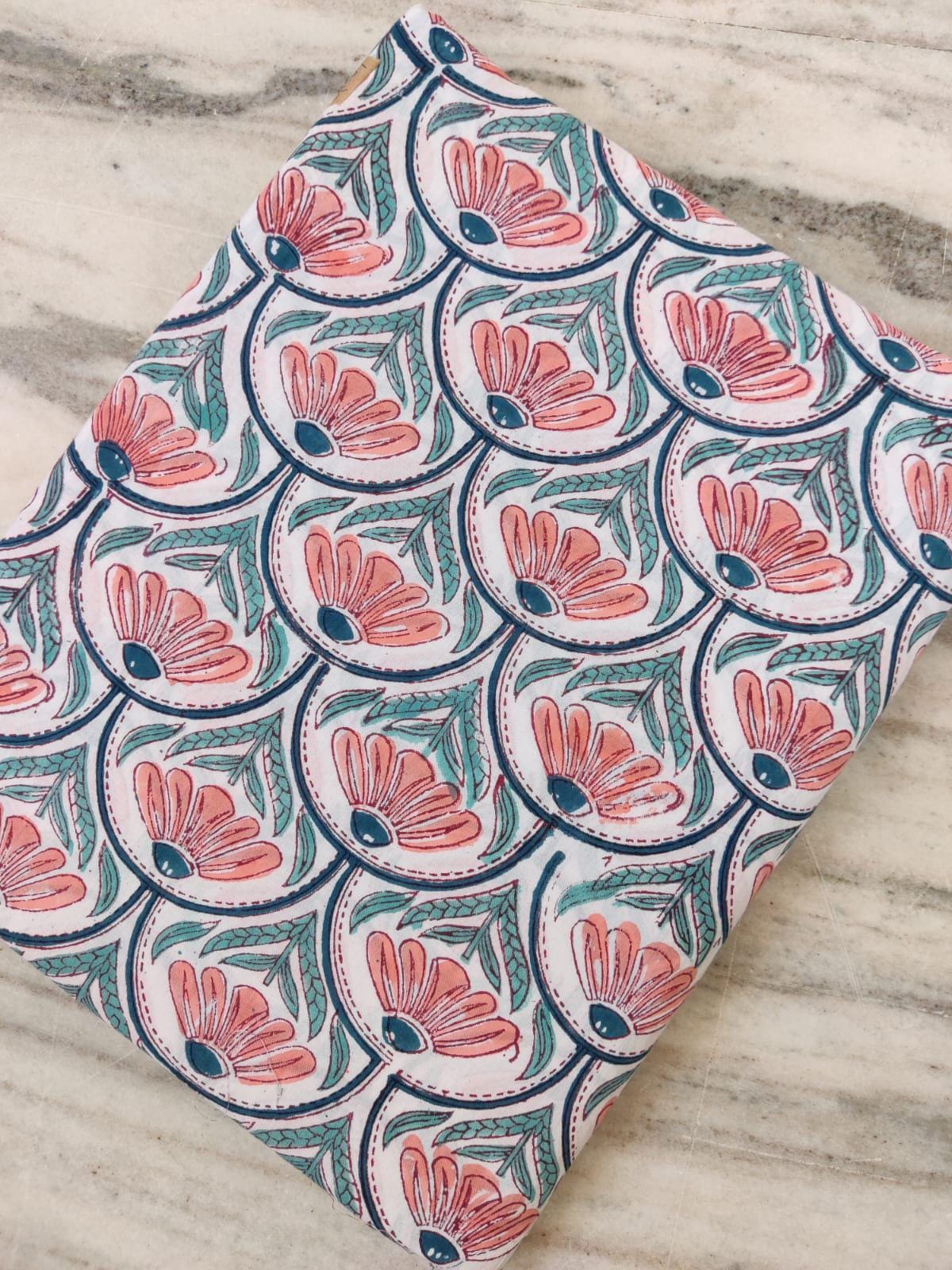 Multi Color Block Print Fabric, Floral 100% Cotton Quilting Fabric By The Yard, Fabric For Dress Making, Fabric Pillow, Personlized Dress