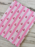 Pink Anchor Striped Cotton Fabric Nautical Marine Fabric by Yard Soft Cotton for Sewing Summer Dress Beach Theme Craft Bulk Fabric Available