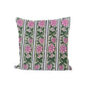 Hand Block Printed Cotton Cushion Cover, Green & Pink Floral Stripe Pillow Cover, Indian Cotton Decor, Boho Throw Pillow Covers Gift For Her