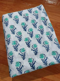 Indian Hand Block Print Fabric, Floral 100% Cotton Quilting Fabric By The Yard, Fabric For Dress Making, Loose Running Fabric, Napkin Fabric