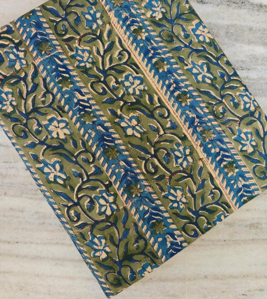 Hand Block Print Cotton Fabric, Floral 100% Cotton Quilting Fabric By The Yard, Fabric For Dress Making, Loose Running Fabric, Napkin Fabric