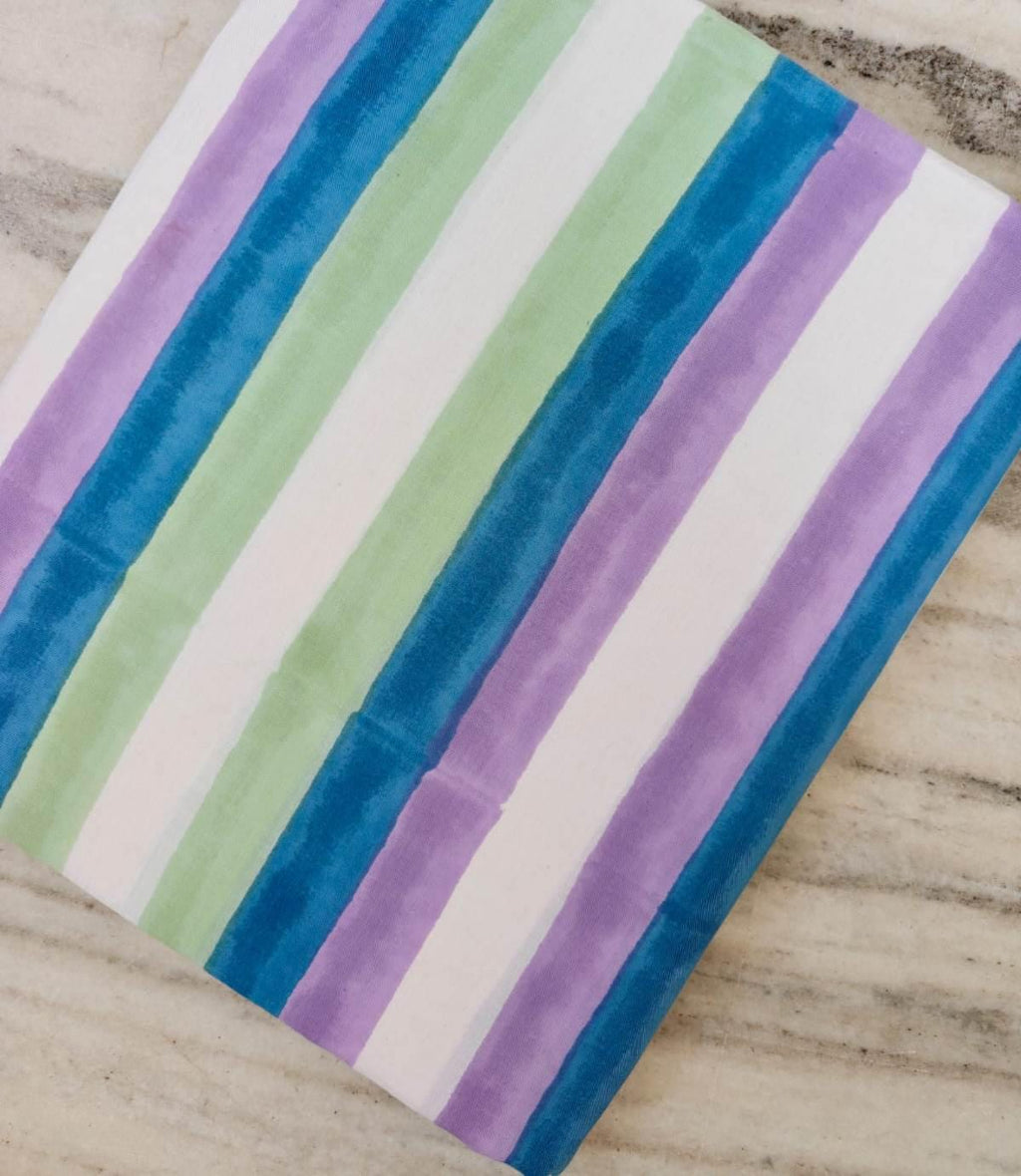 Pastel Striped Cotton Fabric by the Yard, Purple Blue Green Stripe Fabric, Soft Fabric, Apparel Sewing Material, Spring Summer Textile
