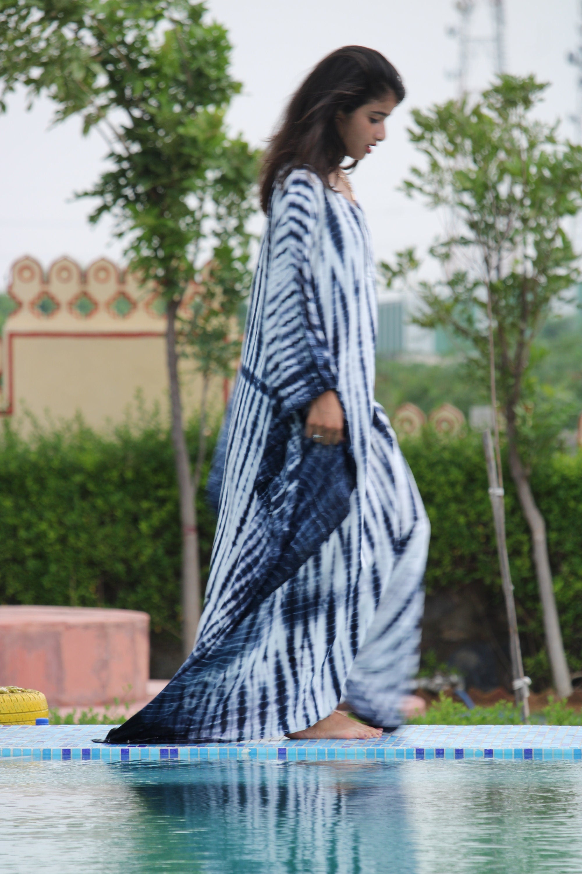 Tie Dye Rayon Kaftan: Plus Size Resort Gown
