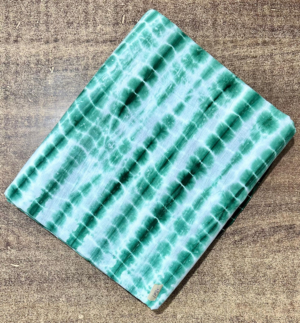 Green Floral Cotton Fabric by Yard, Indian Hand Block Print Cloth, Soft Cotton Sewing Quilting Dressmaking Fabric, Loose Running Fabric