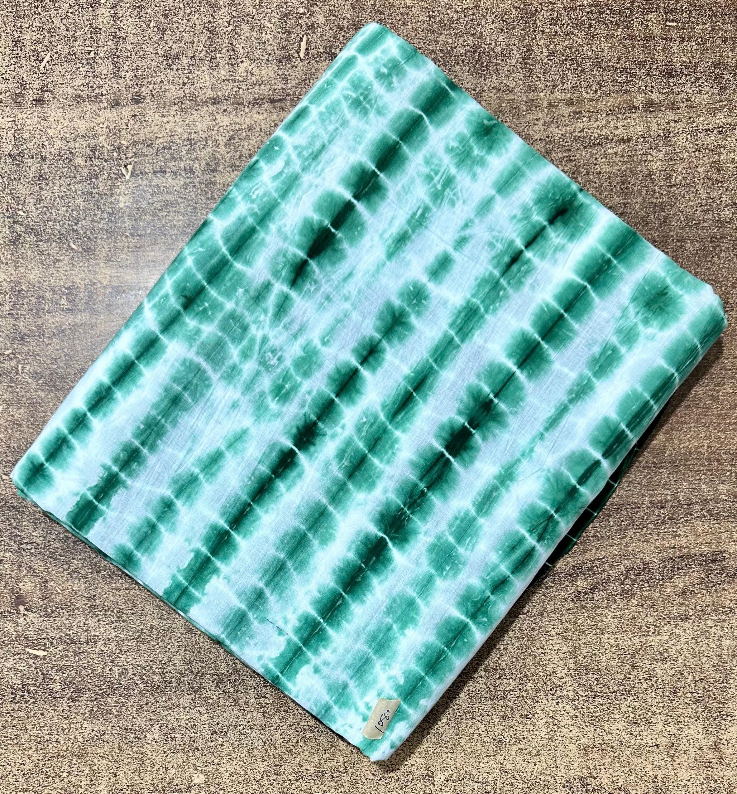 Green Floral Cotton Fabric by Yard, Indian Hand Block Print Cloth, Soft Cotton Sewing Quilting Dressmaking Fabric, Loose Running Fabric