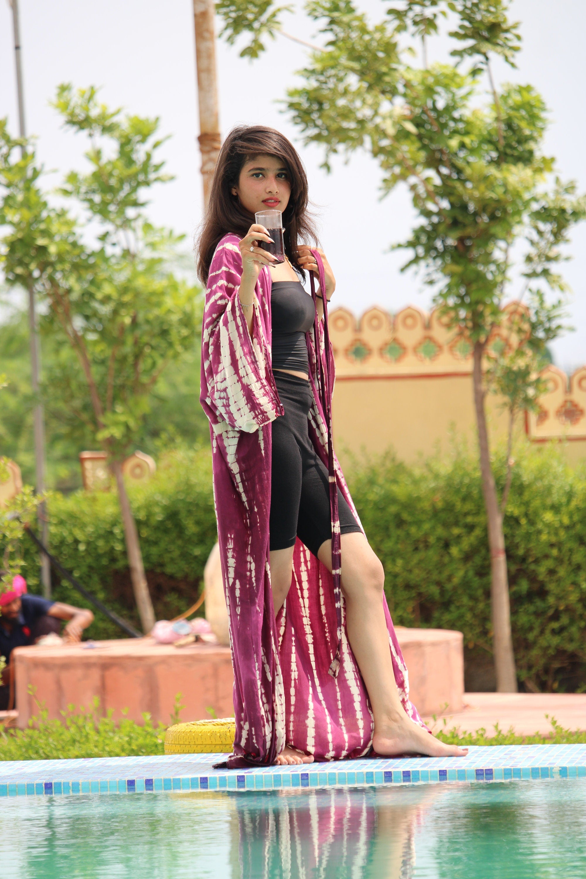 Hand Tie Dye Rayon Kimono: Lightweight Swim Cover-Up