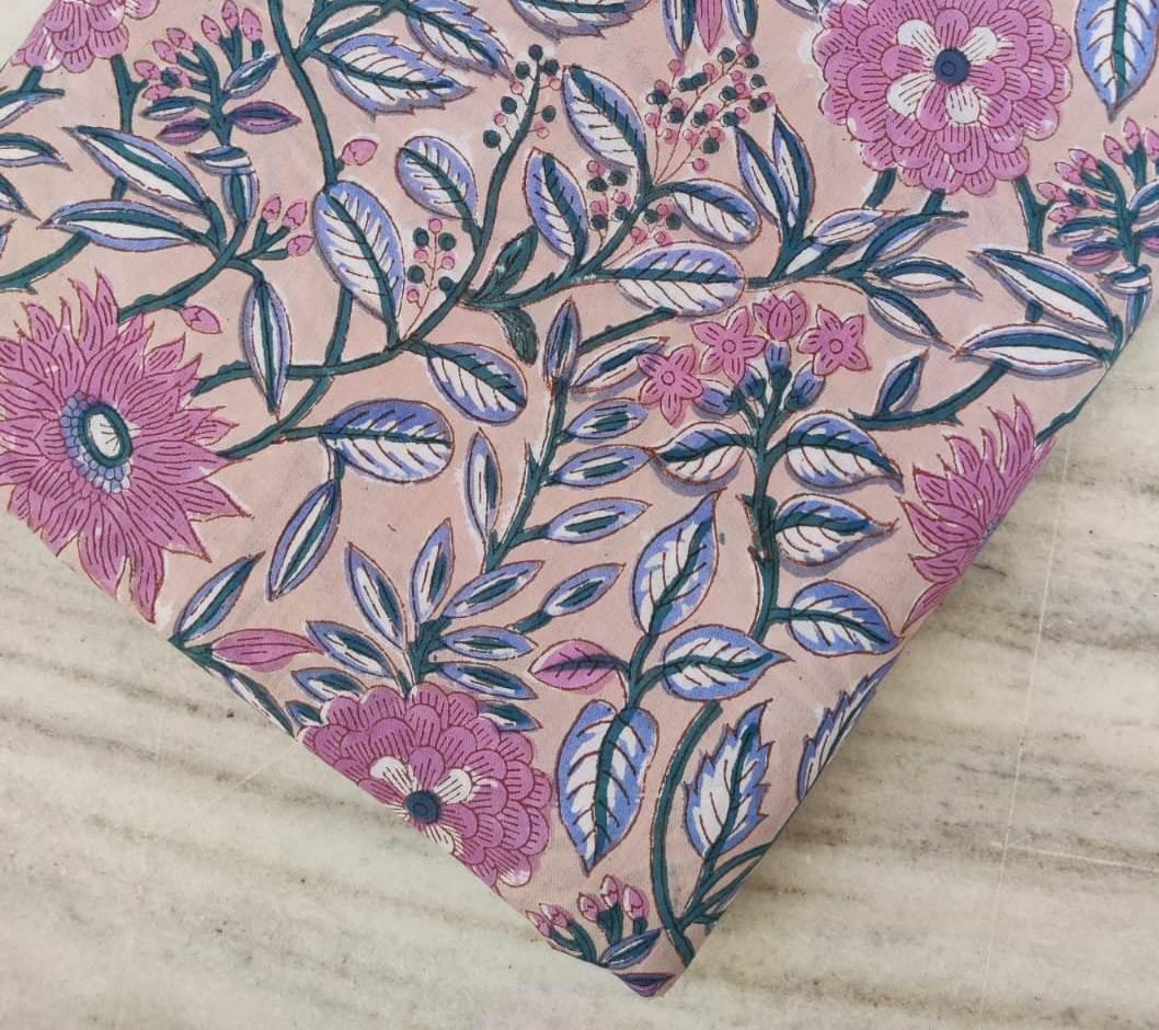 Indian Hand Block Print Fabric, Floral 100% Cotton Quilting Fabric By The Yard, Fabric For Dress Making, Fabric Bags, Napkins Fabric, Gifts