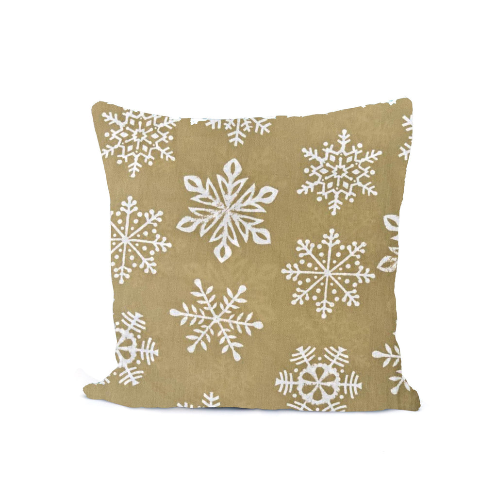 Beige Snowflake Cushion Cover, Christmas Throw Pillow Cover, Winter Decor Cotton Cushion, Rustic Holiday Pillow, Cozy Sofa Accent Cover,