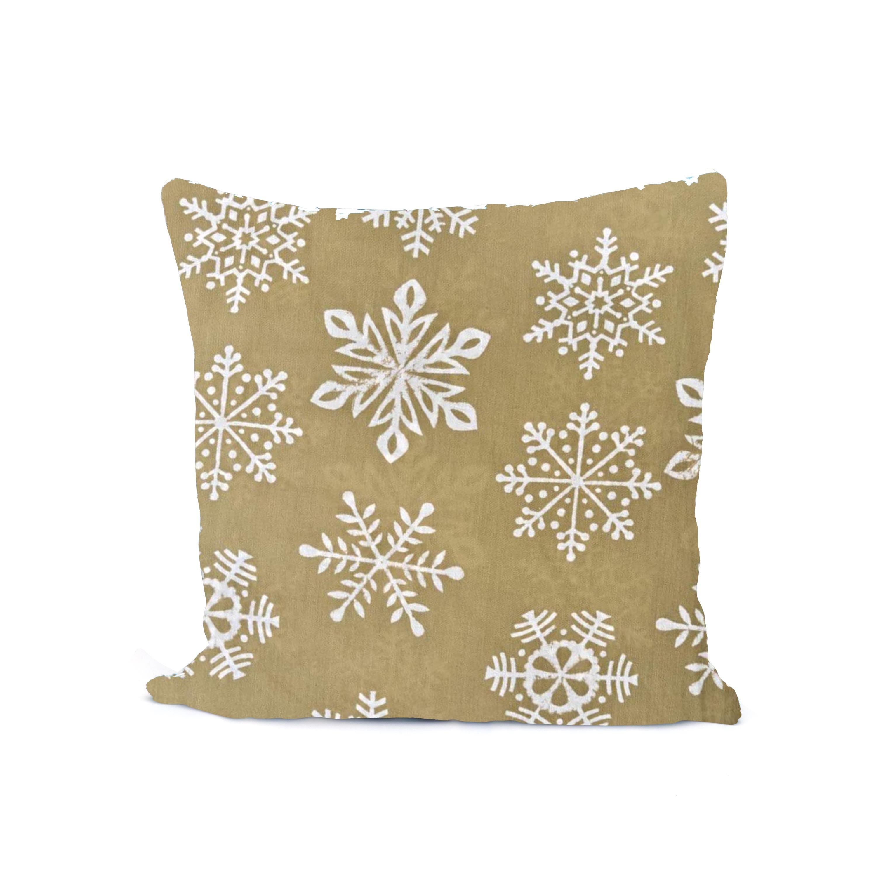 Beige Snowflake Cushion Cover, Christmas Throw Pillow Cover, Winter Decor Cotton Cushion, Rustic Holiday Pillow, Cozy Sofa Accent Cover,