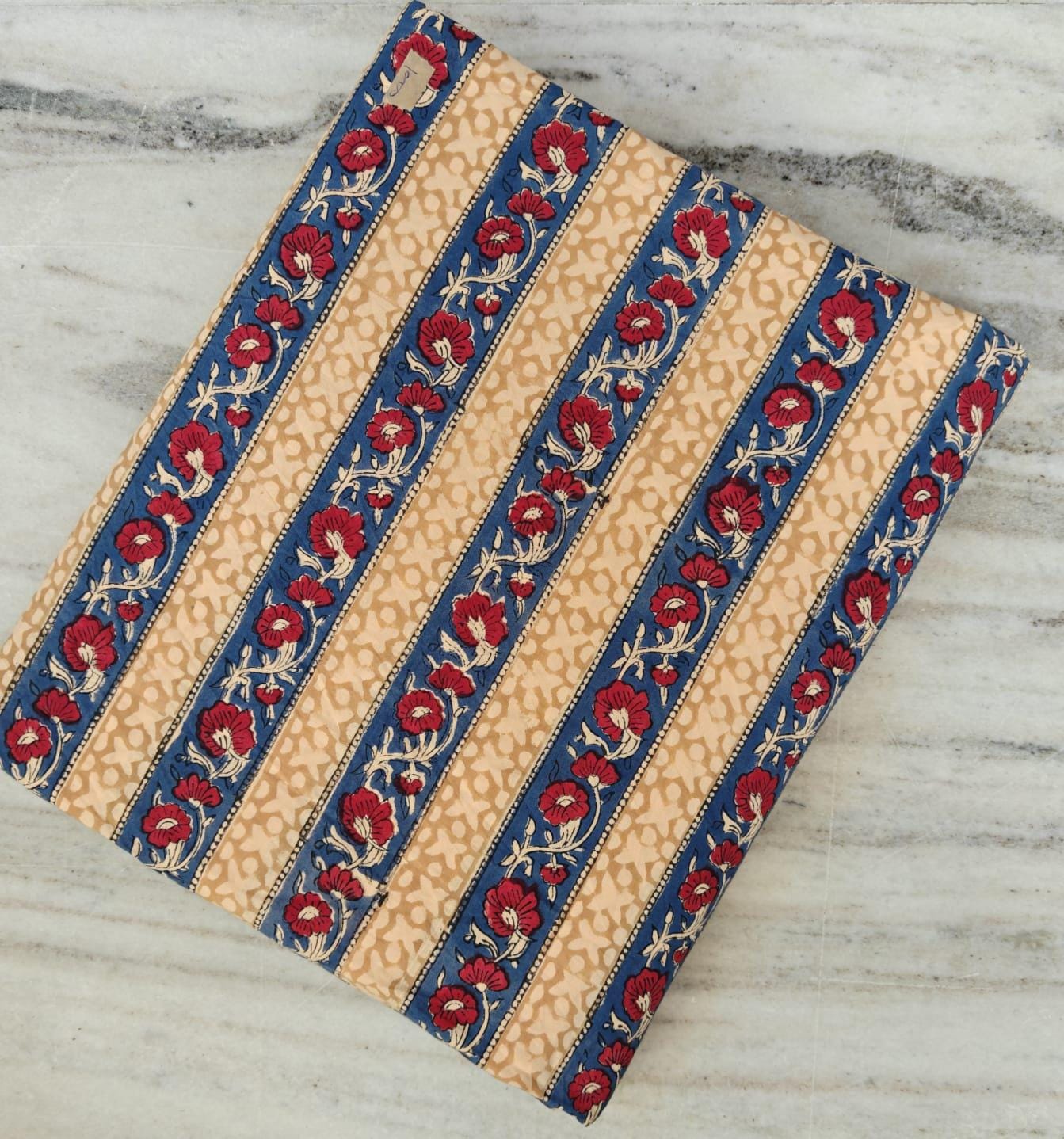 Indian Hand Block Print Fabric, Floral 100% Cotton Quilting Fabric By The Yard, Fabric For Dress Making, Loose Running Fabric, Napkin Fabric
