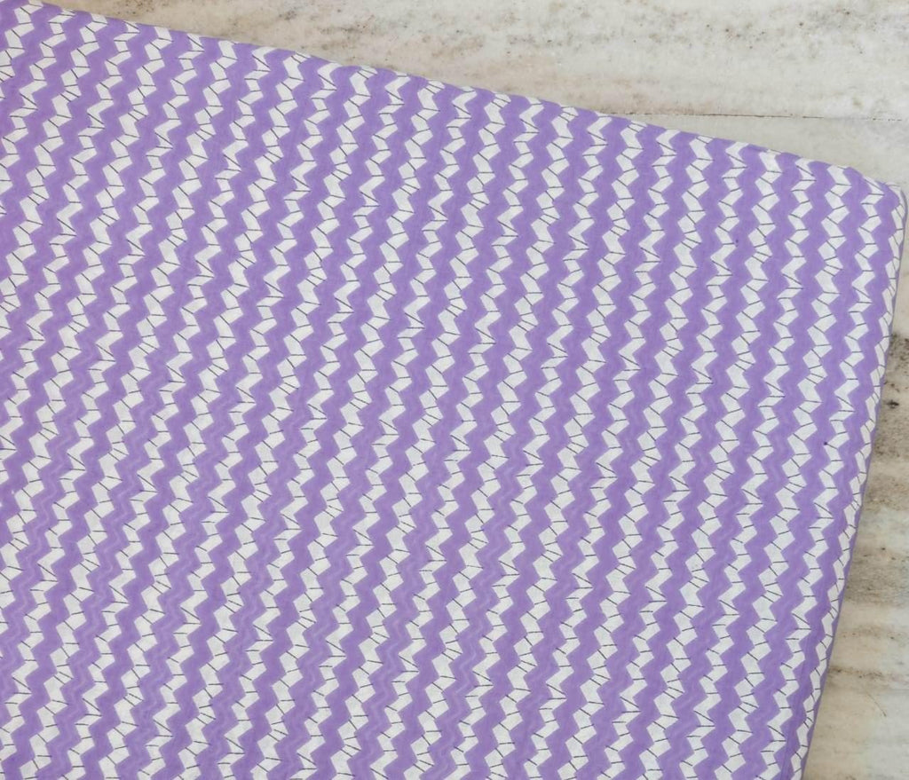 Lavender Zigzag Cotton Fabric by the Yard, Purple Chevron Geometric Print Fabric, Quilting Sewing Craft Fabric, Modern Home Decor Material