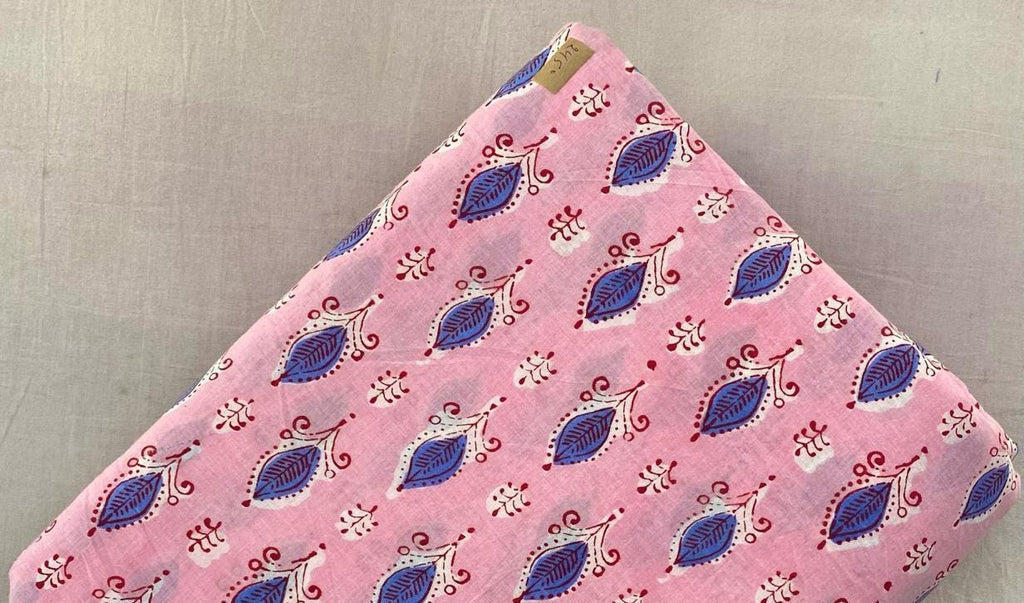 PinkIndian Hand Block Print Fabric, 100% Cotton Quilting Fabric By The Yard, Fabric For Dress Making, Loose Running Fabric, Napkin Fabric