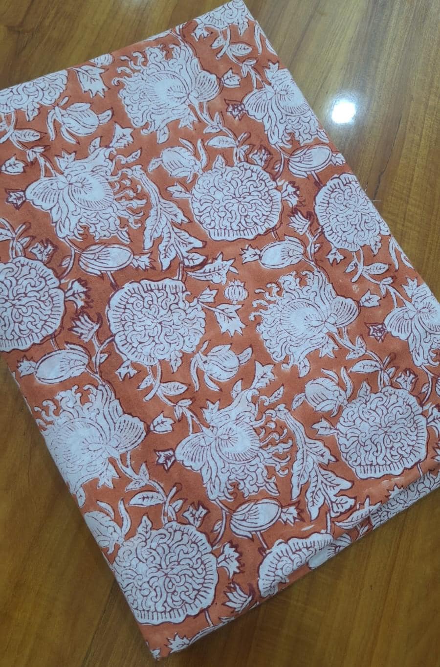 Green and White Cotton Fabric, Floral Block Print Fabric, Indian Hand Block Print Cotton Fabric by Yard, Boho Sewing Quilting Fabric, Napkin