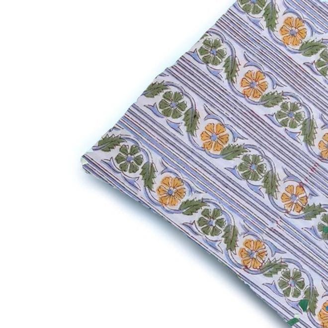 Striped Floral Cotton Cushion Cover, Yellow Green Block Print Pillow Cover, Handmade Decorative Throw Pillow, Boho Sofa Cushion, Cushion