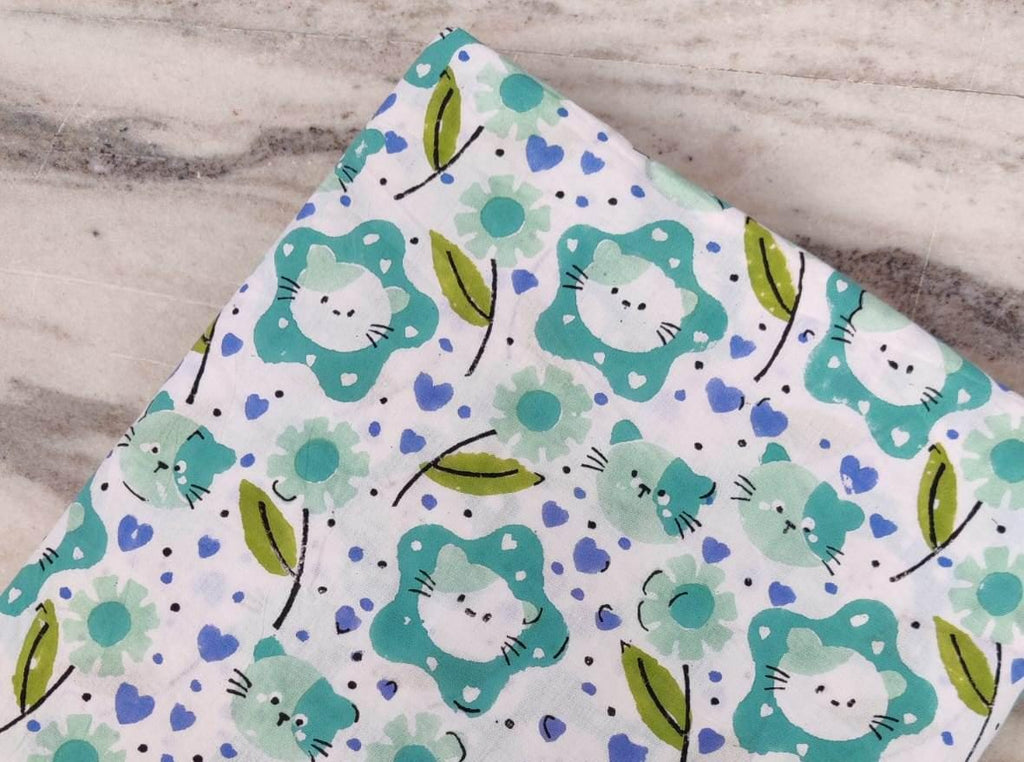 Indian Hand Block Print Fabric, Floral 100% Cotton Quilting Fabric By The Yard, Fabric For Dress Making, Loose Running Fabric, Napkin Fabric