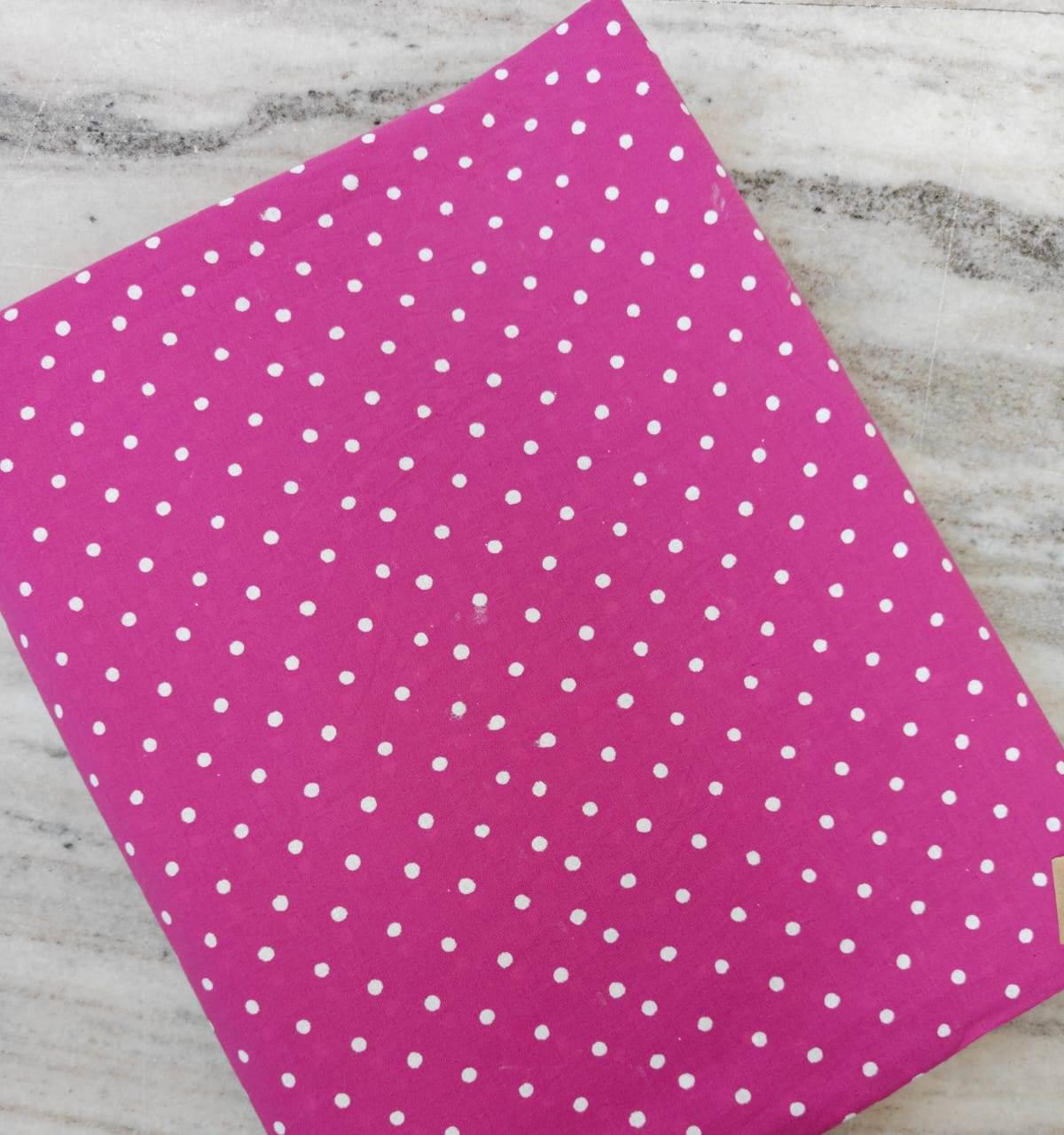 Pink Polka Dot Cotton Fabric, White Dots Fabric, Hot Pink Cotton Cloth, Cute Craft Fabric, Quilting Sewing Dressmaking, Loose Running Fabric