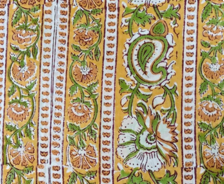 Indian Hand Block Print Fabric, Floral 100% Cotton Quilting Fabric By The Yard, Fabric For Dress Making, Loose Running Fabric, Napkin Fabric