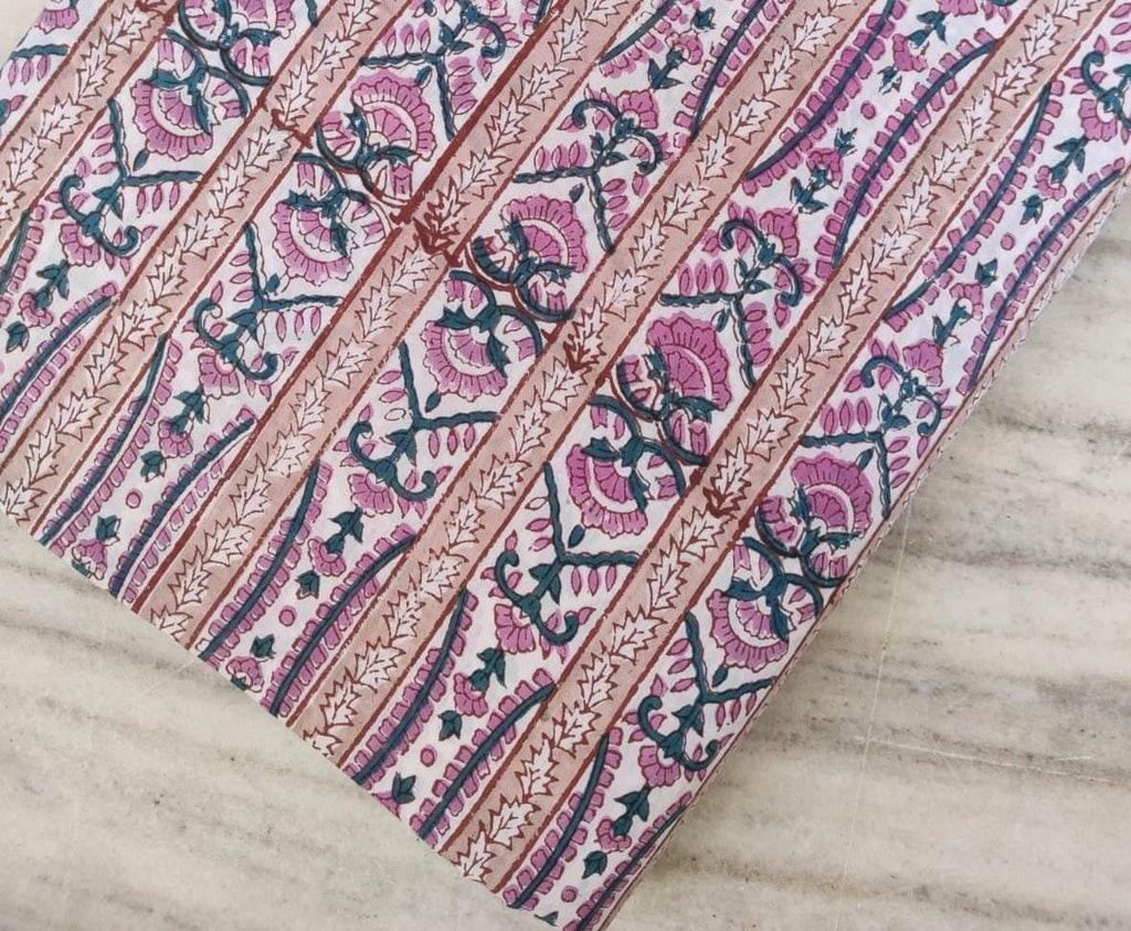 Indian Hand Block Print Fabric, Floral 100% Cotton Quilting Fabric By The Yard, Fabric For Dress Making, Loose Running Fabric, Napkin Fabric