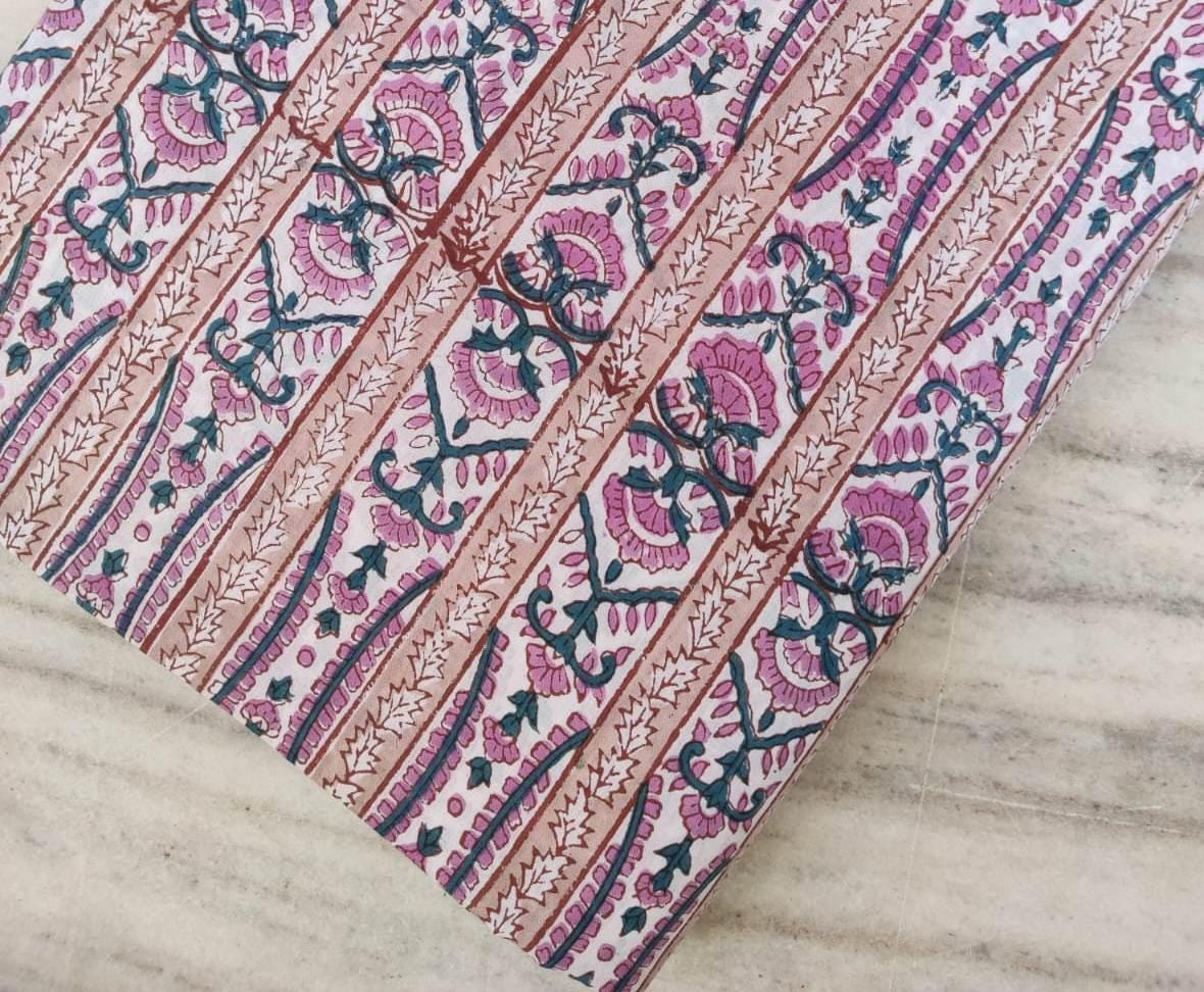 Indian Hand Block Print Fabric, Floral 100% Cotton Quilting Fabric By The Yard, Fabric For Dress Making, Loose Running Fabric, Napkin Fabric