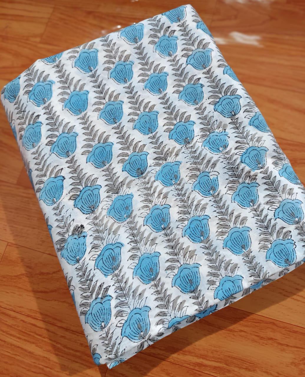 Indian Hand Block Print Fabric, Floral 100% Cotton Quilting Fabric By The Yard, Fabric For Dress Making, Loose Running Fabric, Napkin Fabric