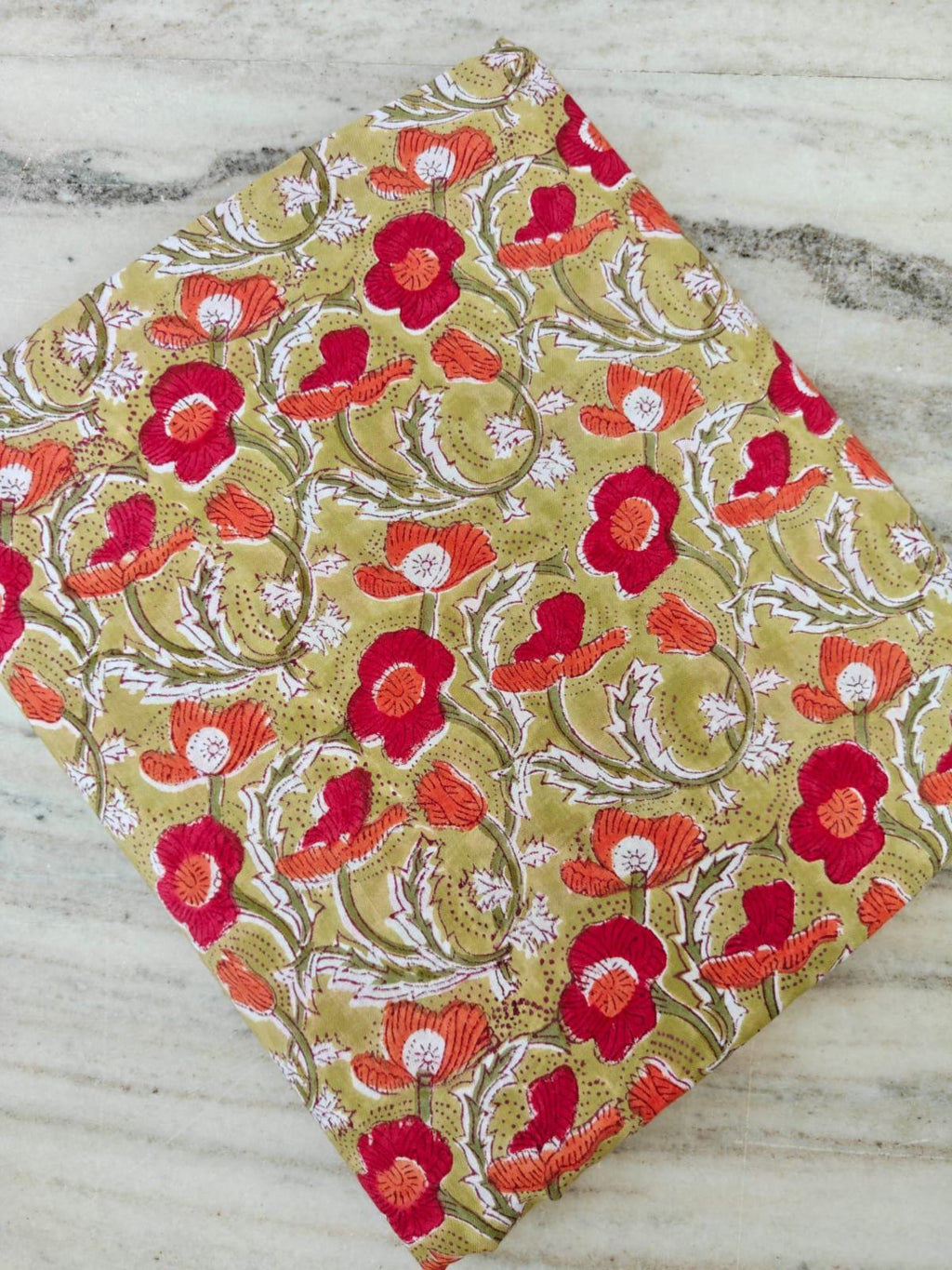 Indian Hand Block Print Fabric, Floral 100% Cotton Quilting Fabric By The Yard, Fabric For Dress Making, Loose Running Fabric, Napkin Fabric