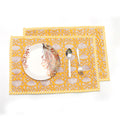 Yellow Floral Block Print Placemats Set, Hand Block Printed Cotton Table Mats, Mustard Yellow Dining Table Decor Placemat,Handmade Placement