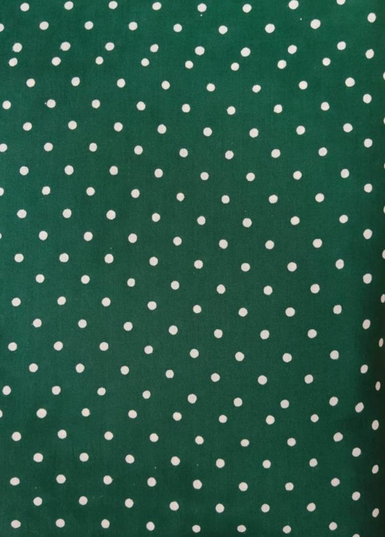 Green Polka Dot Cotton Fabric, Dark Green Fabric with White Dots, Quilting Cotton, Sewing Fabric, Dressmaking Fabric, Classic Dot Print