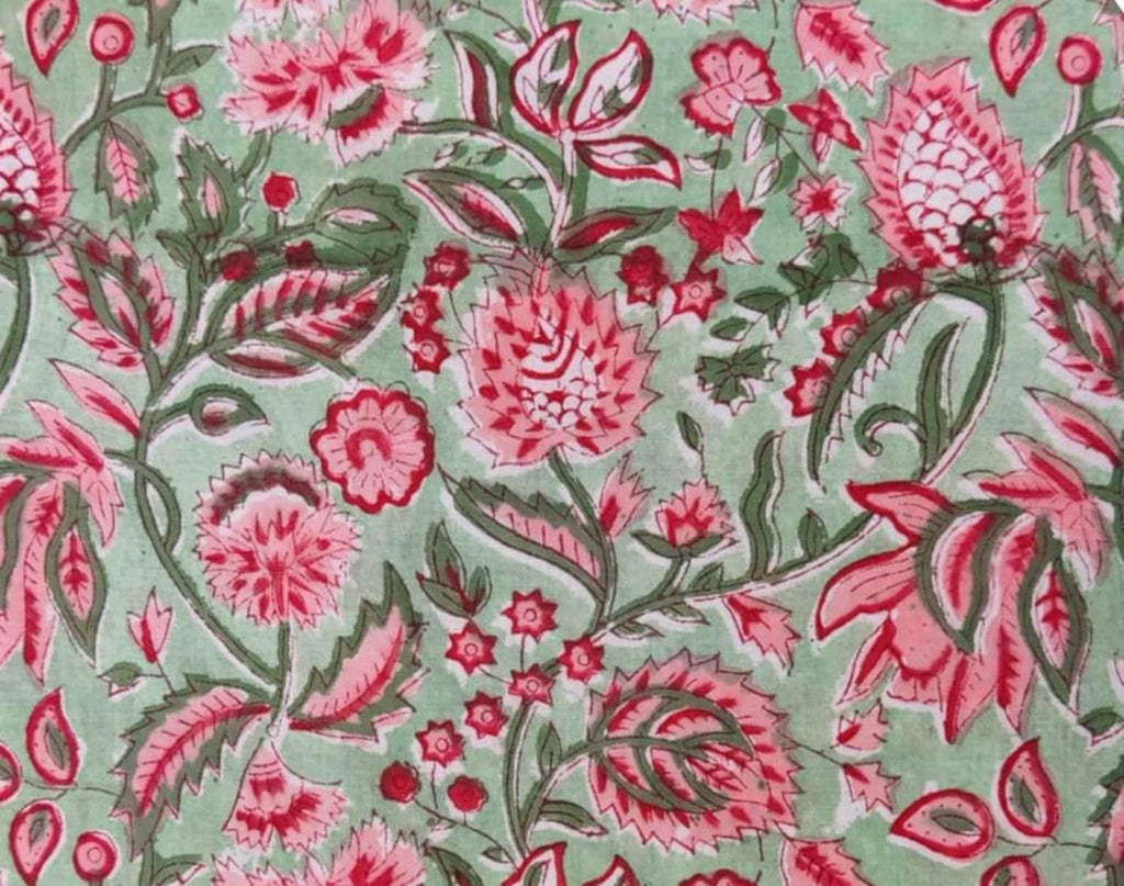 Indian Hand Block Print Fabric, Floral 100% Cotton Quilting Fabric By The Yard, Fabric For Dress Making, Loose Running Fabric, Napkin Fabric