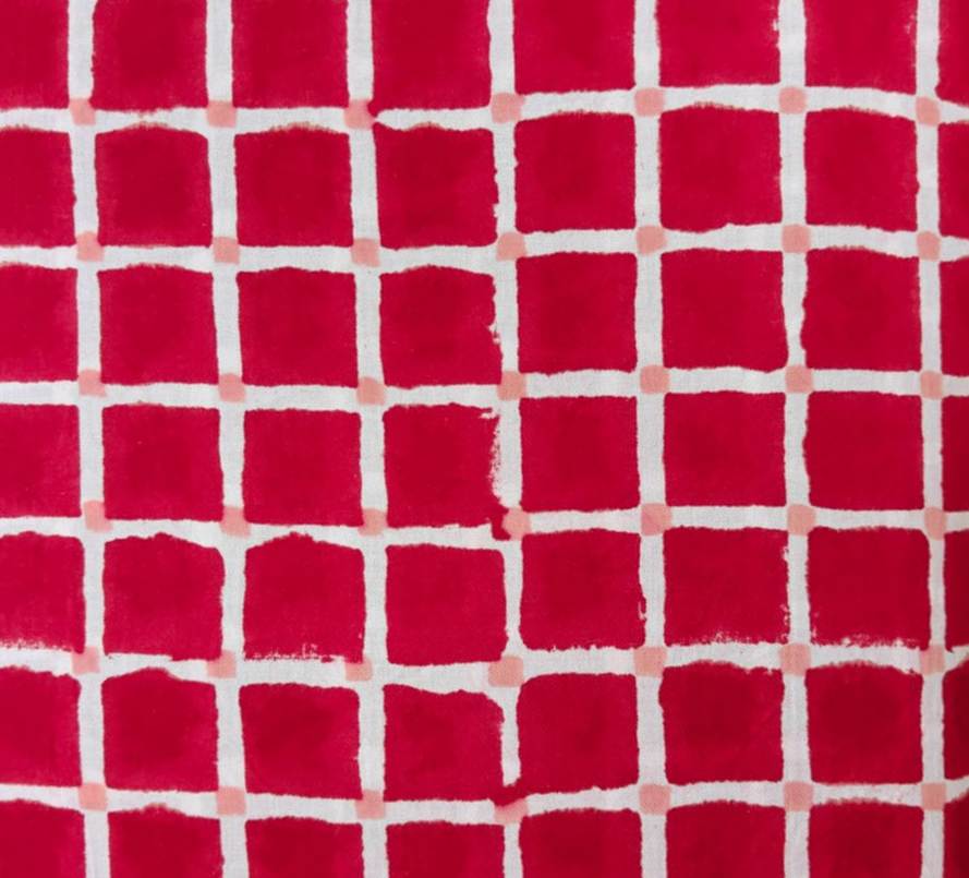 Red Checkered Cotton Fabric, Geometric Grid Print Fabric by Yard, Modern Cotton Fabric for Quilting Sewing Craft Dressmaking, Running Fabric