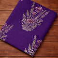 Purple Lotus Floral Cotton Fabric, Hand Block Print Indian Cotton Textile, Botanical Boho Fabric for Quilting Dress, Loose Running Fabric