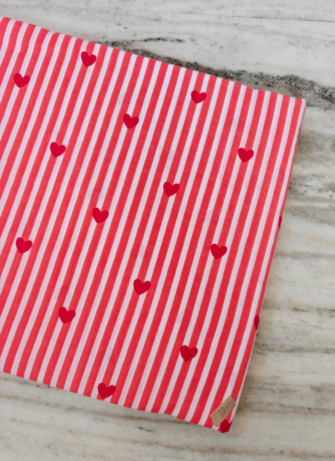 Red Heart Striped Cotton Fabric, Valentine Print Fabric, Red and White Stripe Hearts, Quilting Fabric, Apparel Sewing Craft, Pillow Covers