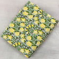 Yellow Floral Cotton Fabric | Hand Block Print Green Leaf Pattern | Soft Indian Cotton by the Yard | Sewing, Quilting, Dressmaking Fabric